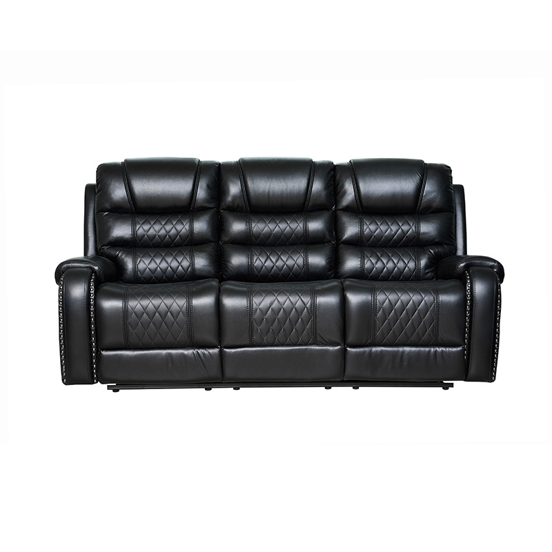 Black Leather Power Reclining Sofa