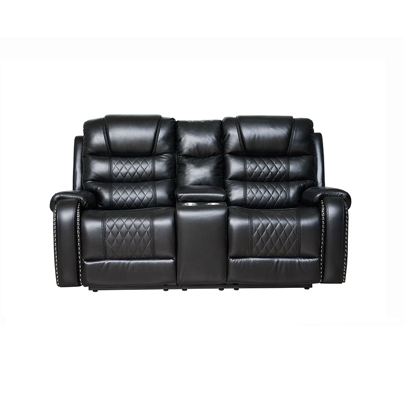 Black Leather Power Reclining Sofa