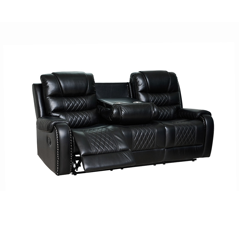 Black Leather Power Reclining Sofa