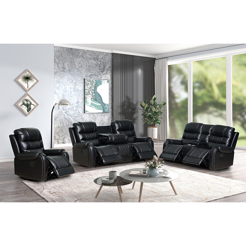 Black Leather Power Reclining Sofa