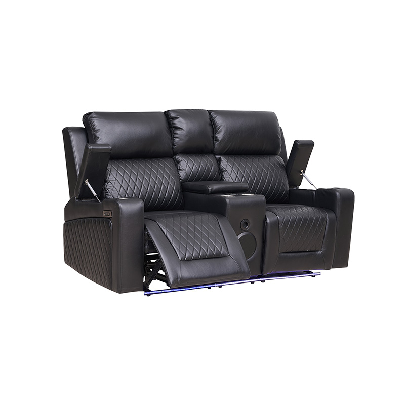Contemporary Black Faux Leather Sofa