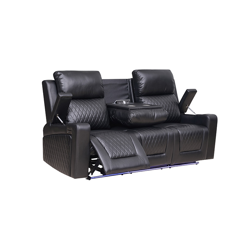 Contemporary Black Faux Leather Sofa