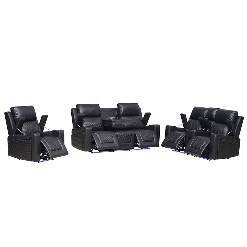 Contemporary Black Faux Leather Sofa