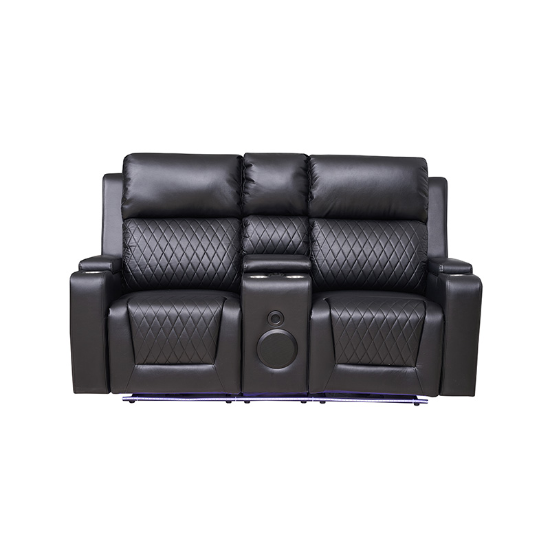 Contemporary Black Faux Leather Sofa