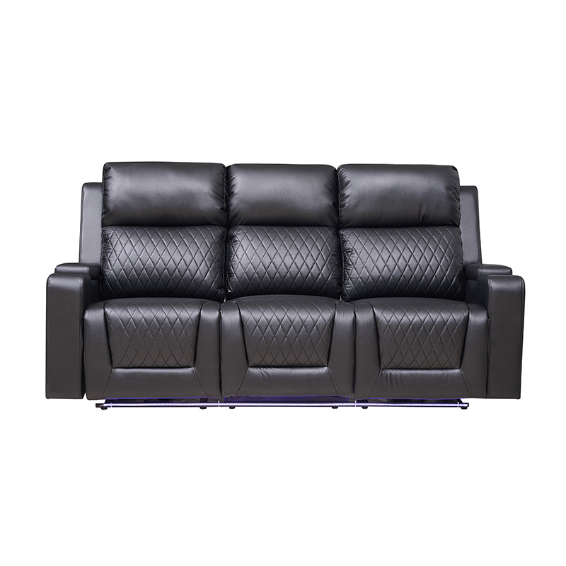 Contemporary Black Faux Leather Sofa