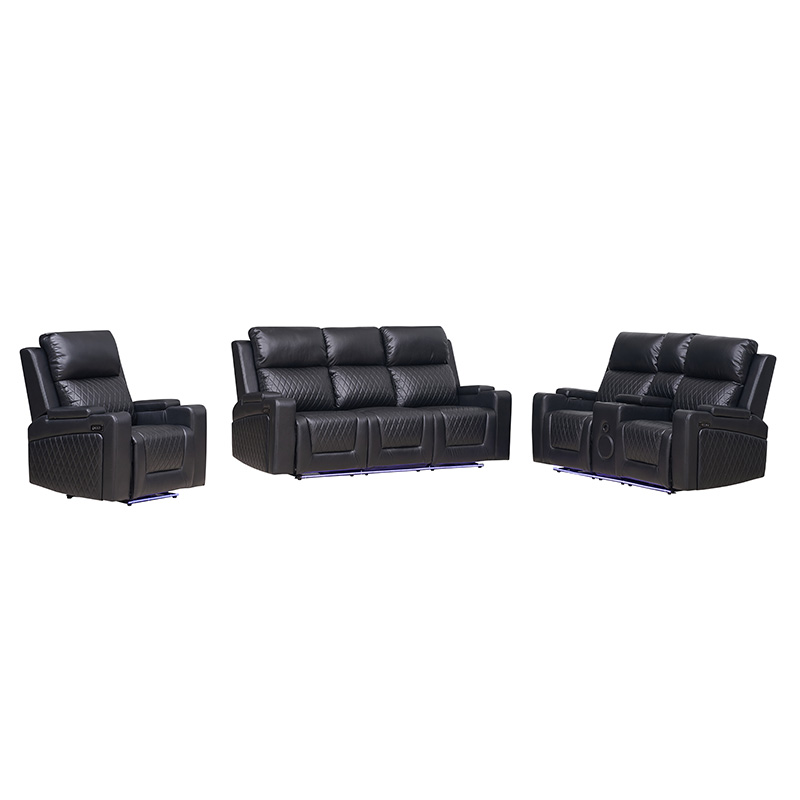 Contemporary Black Faux Leather Sofa