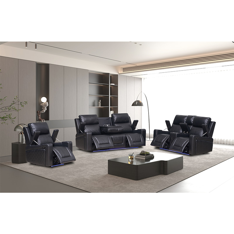 Contemporary Black Faux Leather Sofa