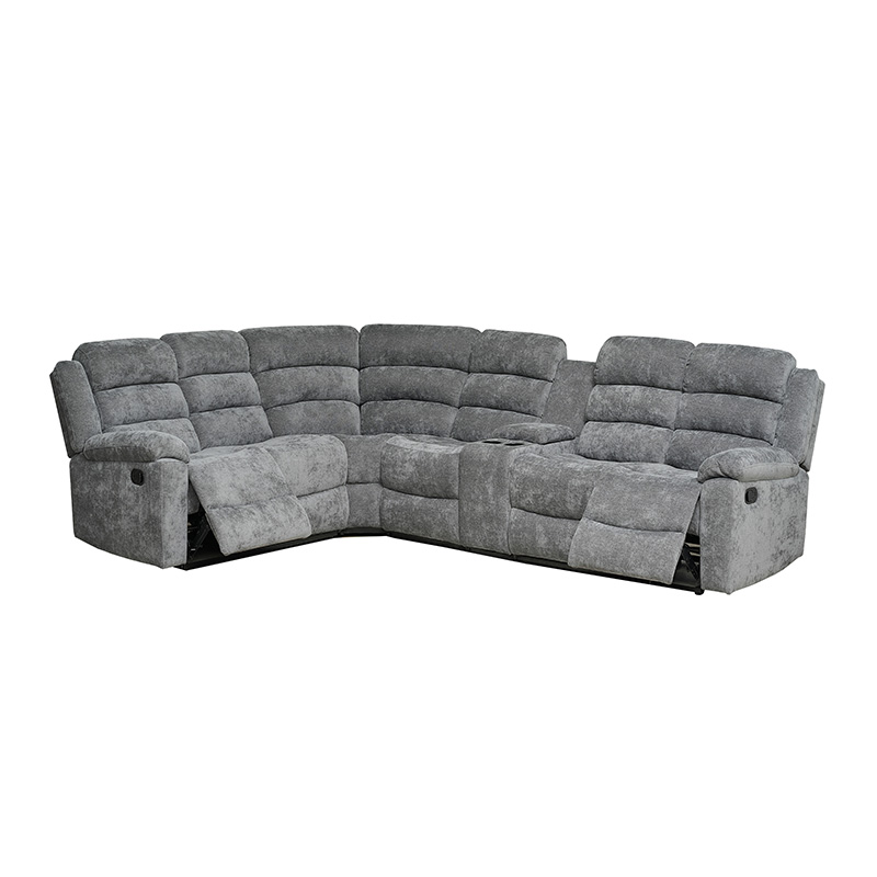Grey Recliner Corner Fabric Sofa