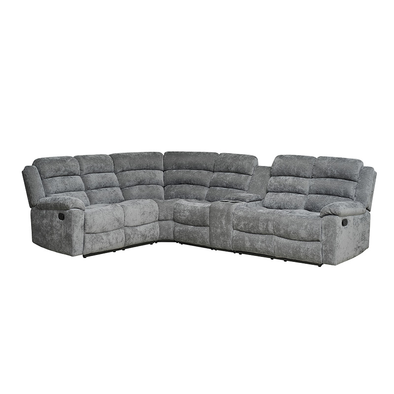Grey Recliner Corner Fabric Sofa