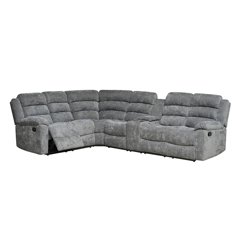 Grey Recliner Corner Fabric Sofa
