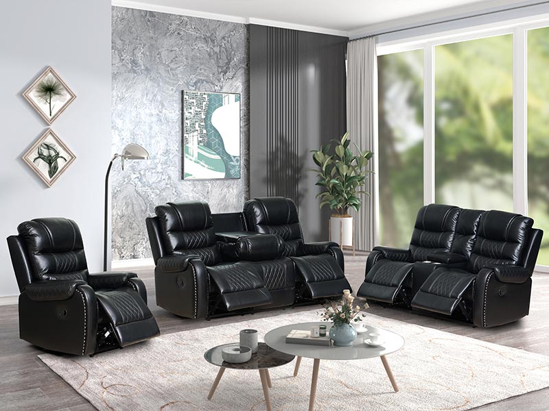 Black Leather Power Reclining Sofa